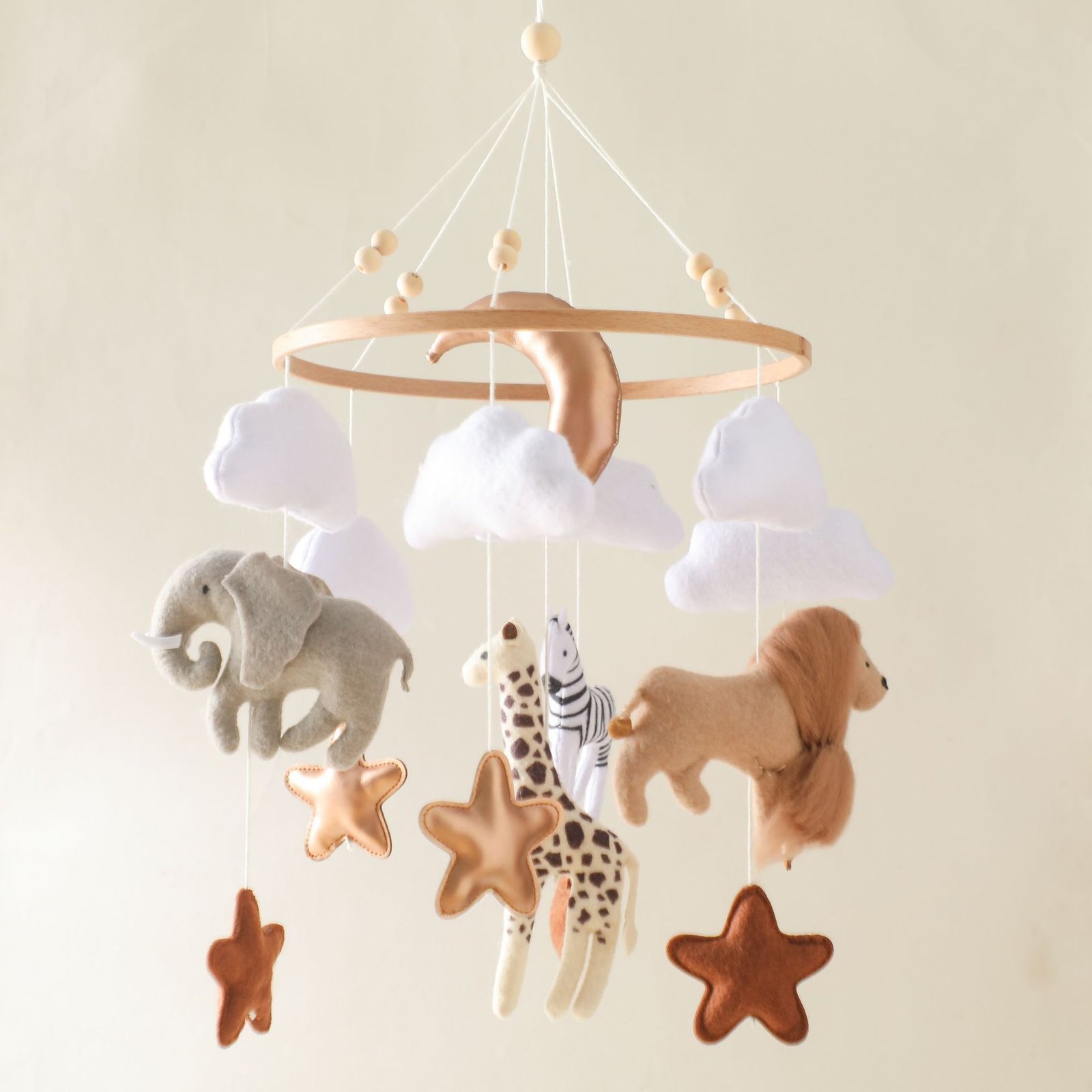 Home Room Hand-eye Coordination Decoration Wind Chimes Crib Felt Forest Animal Cloud Moon Bed Bell